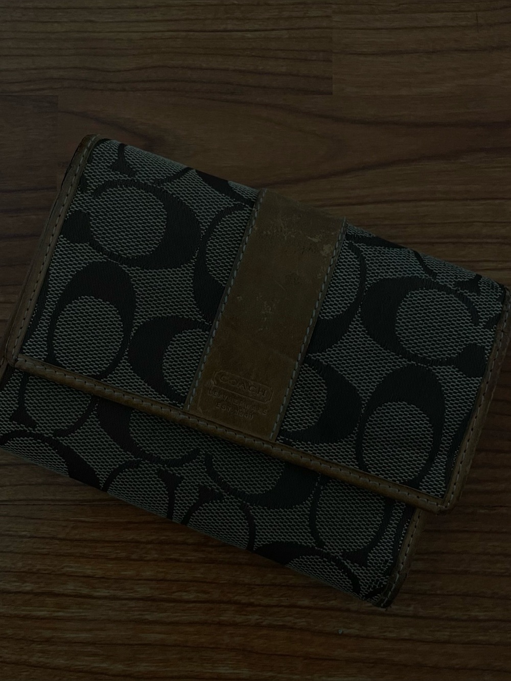 Vintage brown / beige coach trifold wallet - signs of wear pictured